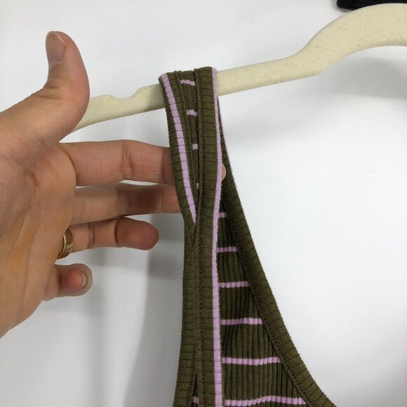 Urban Outfitters Out From Under Green/Pink Striped Ribbed Tank Cheeky Bodysuit S - Picture 12 of 15